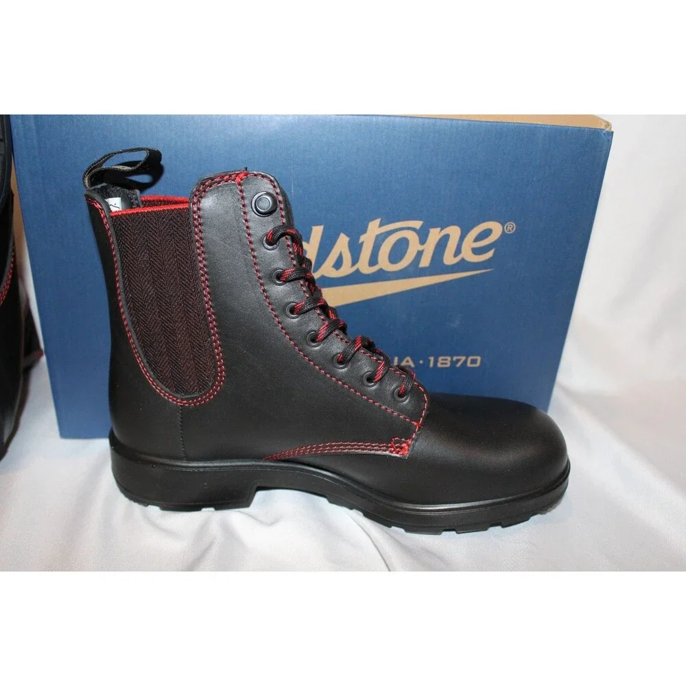 Blundstone Women's Leather Lace Up Gore Boots 2325 BLACK RED NIB‎